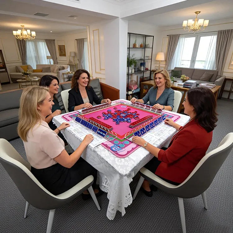 Social game night atmosphere with mahjong tiles