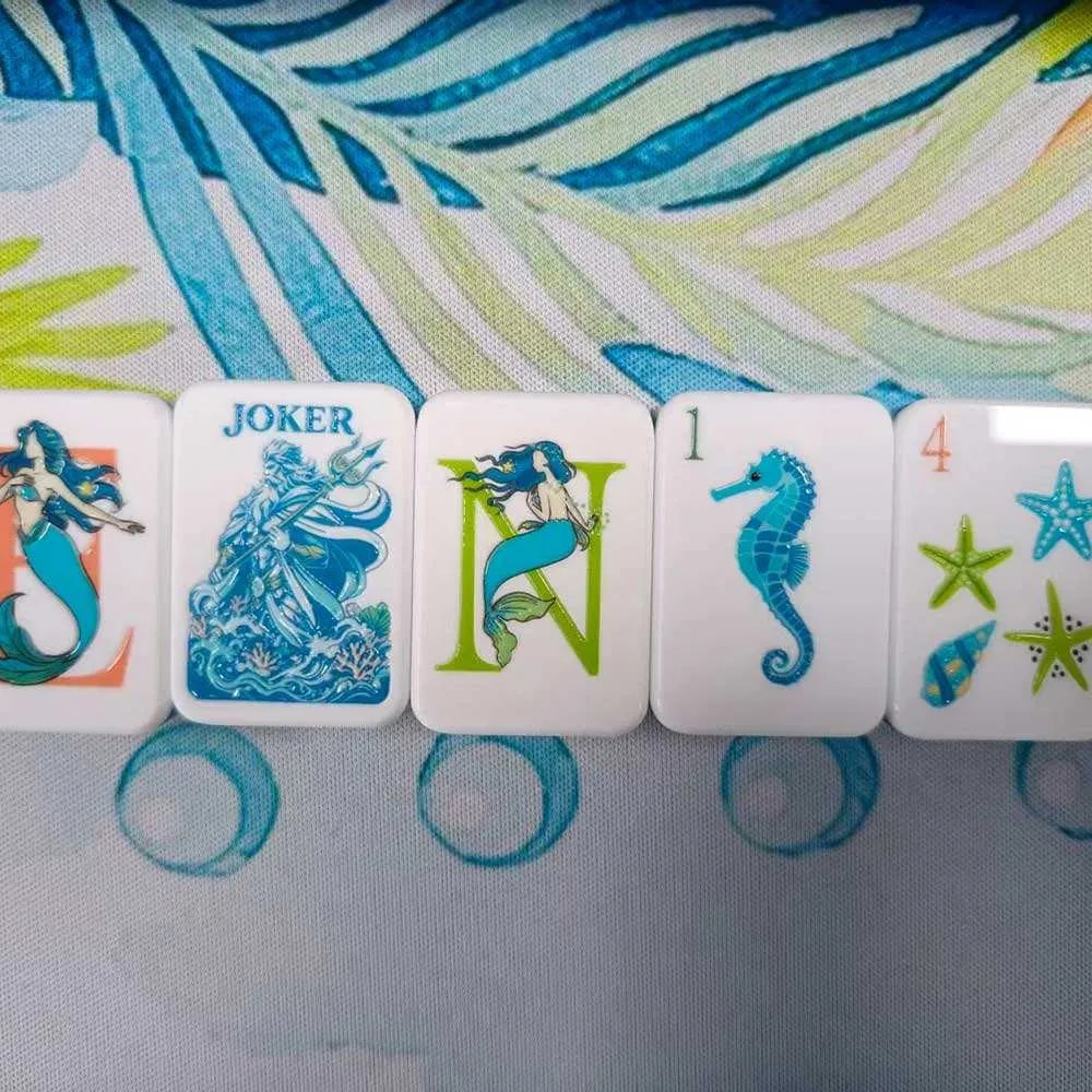 Flow Mahjong mermaid wind tile and Neptune Joker — american mahjong set detail